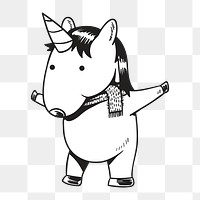 Png winter unicorn character illustration, transparent background