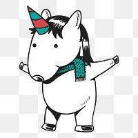 Png happy unicorn cartoon hand drawn sticker, transparent background