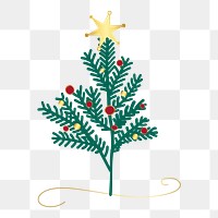 Png Decorated Christmas tree element, transparent background