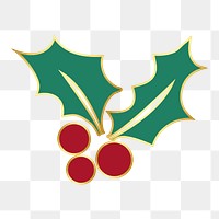 Png Christmas holly leaves element, transparent background