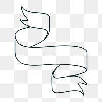 Png ribbon banner doodle element, transparent background