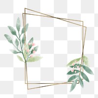 Watercolor leaf png frame, transparent background