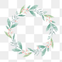 Watercolor wreath png element, transparent background