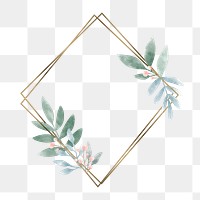 Watercolor leaf png frame, transparent background