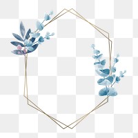 Watercolor leaf png frame, transparent background