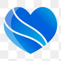 Blue heart icon png medical care,  transparent background 