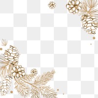 Gold flower png border, transparent background