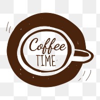 Png  coffee time logo  doodle illustration, transparent background