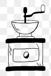 Png  cute coffee grinder  doodle illustration, transparent background