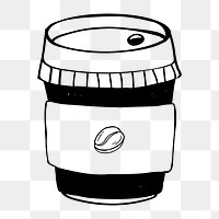 Png  coffee paper cup  doodle illustration, transparent background