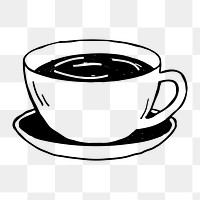 Png  cute coffee cup  doodle illustration, transparent background