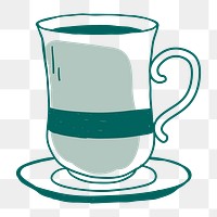 Png  cute coffee cup  doodle illustration, transparent background