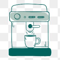 Png  espresso machine doodle illustration, transparent background