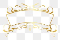 Png vintage golden art nouveau banner element, transparent background