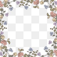 Pastel flower png border, transparent background