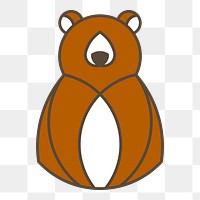 Png Brown bear geometrical animal element, transparent background