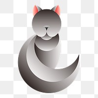 Png Gray cat geometrical animal design element, transparent background