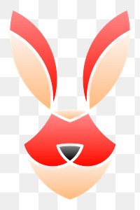 Png Linear illustration of a rabbit's head element, transparent background
