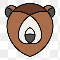 Png Linear illustration of a bear's head element, transparent background