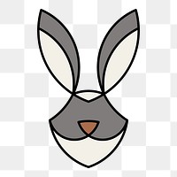 Png Linear illustration of a rabbit's head element, transparent background