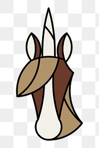 Png Linear illustration of a unicorn's head element, transparent background