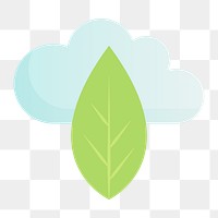Leaf and cloud icon png symbol,  environmental conservation illustration on  transparent background 