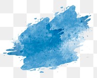 Png blue abstract watercolor stroke element, transparent background