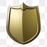 Png golden Baroque shield element, transparent background