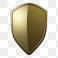 Png golden Baroque shield element, transparent background