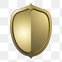 Png golden Baroque shield element, transparent background