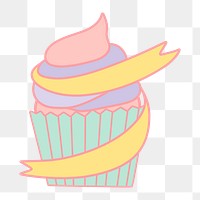 Png cute pastel cupcake banner, transparent background