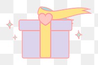 Png pastel gift box illustration, transparent background