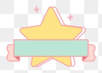 Png cute star badge banner, transparent background