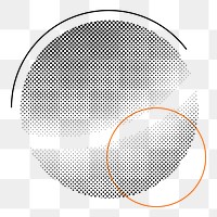 Png halftone abstract circle element, transparent background