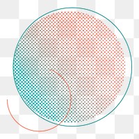 Png halftone abstract circle green & orange element, transparent background