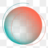 Png halftone abstract circle green & orange element, transparent background