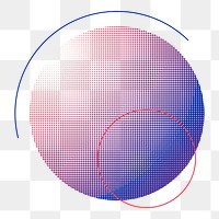 Png Colorful halftone abstract circle element, transparent background