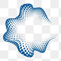 Png blue halftone abstract shape element, transparent background