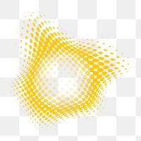 Png yellow halftone abstract shape element, transparent background