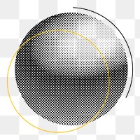 Png halftone abstract circle element, transparent background