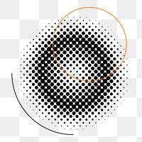 Png halftone abstract circle element, transparent background