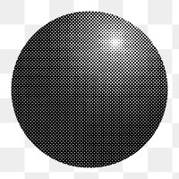 Png black round halftone gradient element, transparent background