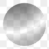 Png black round halftone gradient element, transparent background