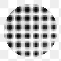 Png black round halftone gradient element, transparent background