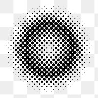 Png black halftone gradient element, transparent background
