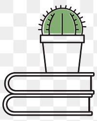 Cactus on books png illustration, transparent background