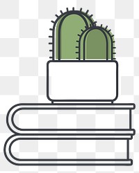 Cactus on books png illustration, transparent background