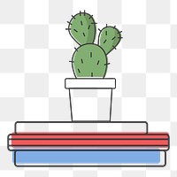 Cactus on books png illustration, transparent background