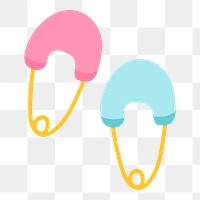 Png Pink and blue nappy pins element, transparent background