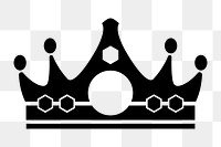 Png black royal crown icon, transparent background